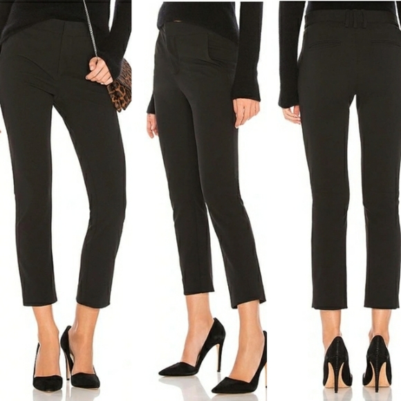 MCGUIRE LOU LOU HIGH WAIST CROP SLIM TROUSERS WELLIE Black Size 24 - Picture 6 of 16